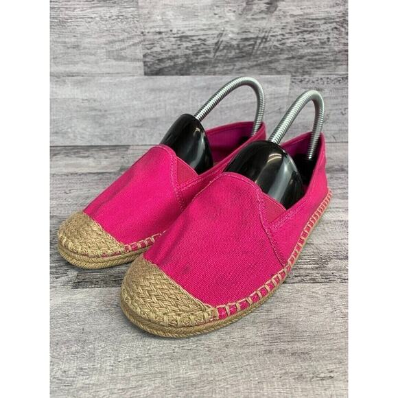 Mia Girls Size 5 Pink Canvas Espadrilles With Braided Jute Trim & Rubber Soles - Picture 1 of 8